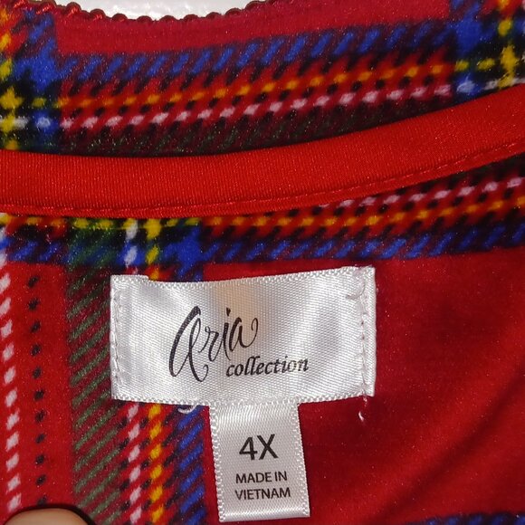 Aria Collection 4X Red Plaid Ultra-Soft Nightgown With Pockets Christmas - Picture 4 of 5